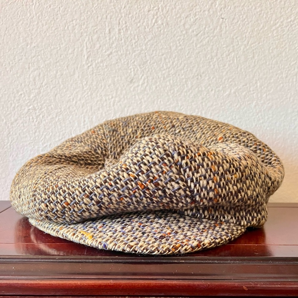 Vintage Tweed Mens Wool Newsboy Cap with silk lining